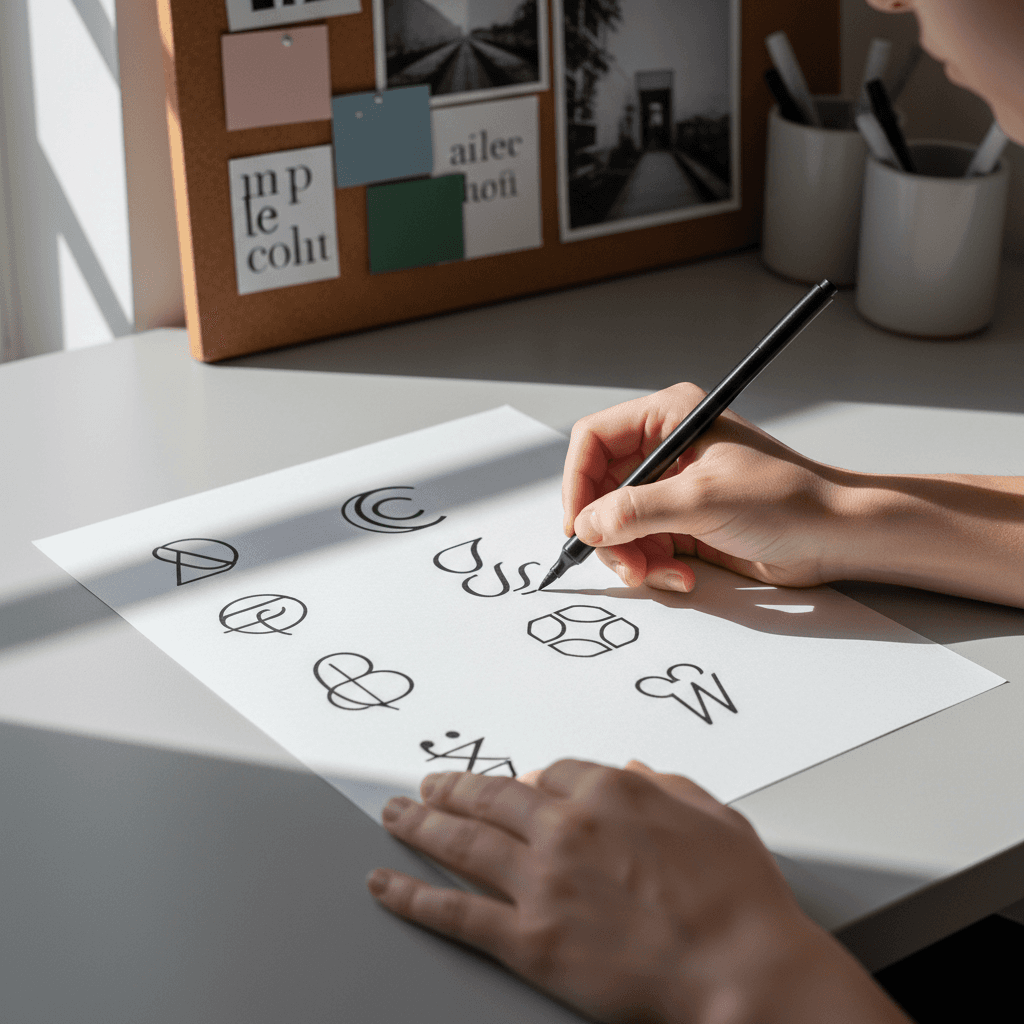 Hand sketching a funnel diagram